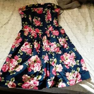 Dark blue and pink flower dress